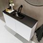 Mondiaz TURE Toiletmeubel 80x23x50cm met 0 kraangaten 2 deuren talc mat Wastafel Eden midden Solid Surface Zwart FK75341373 - Thumbnail 3
