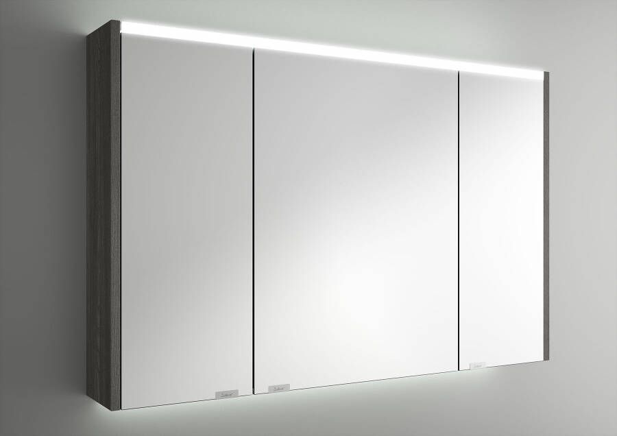 Muebles Ally spiegelkast met verlichting bovenkant 103x66cm zwart eiken