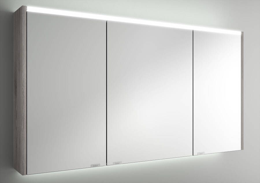 Muebles Ally spiegelkast met verlichting bovenkant 122x66cm grijs eiken