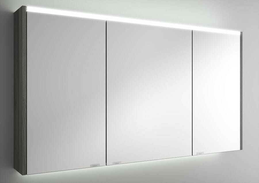 Muebles Ally spiegelkast met verlichting bovenkant 122x66cm zwart eiken
