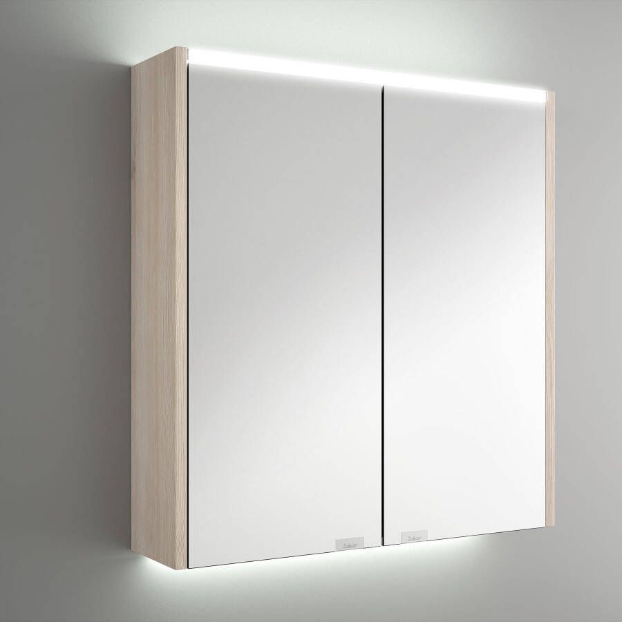 Muebles Ally spiegelkast met verlichting bovenkant 63x66cm licht eiken