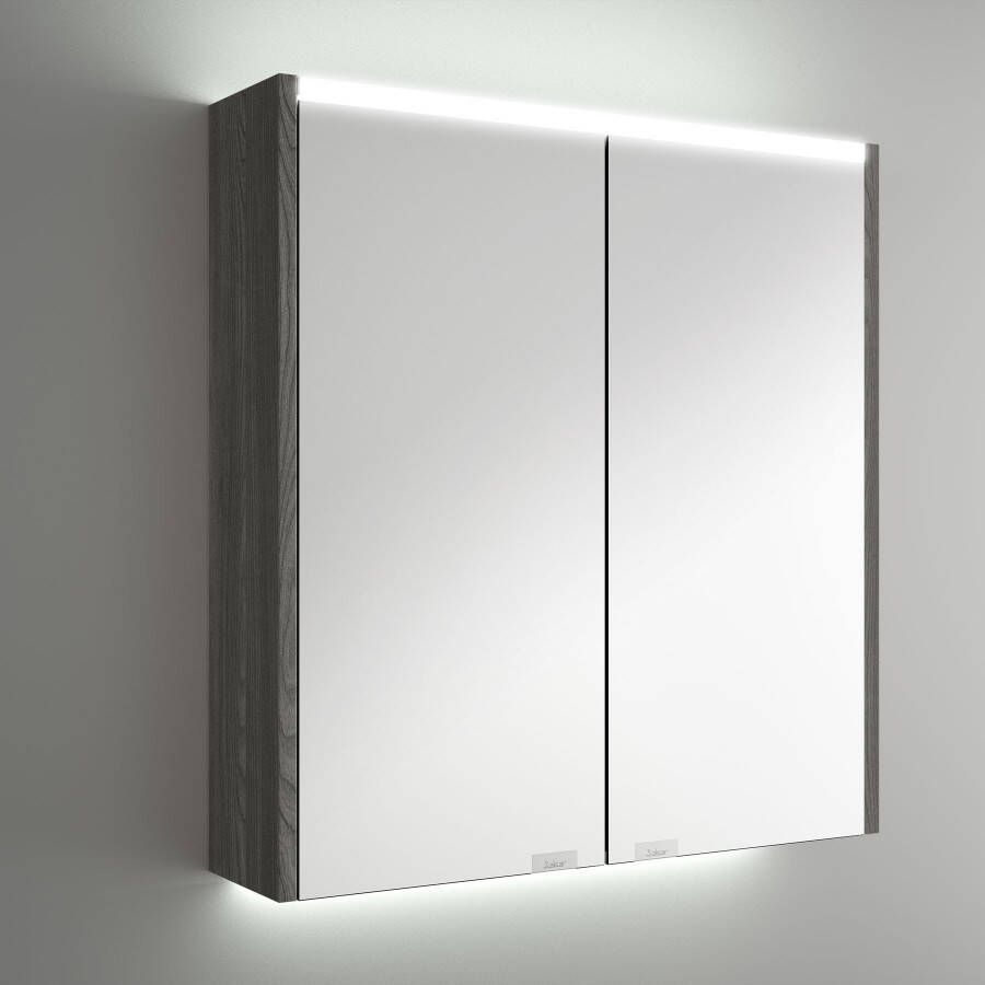 Muebles Ally spiegelkast met verlichting bovenkant 63x66cm zwart eiken
