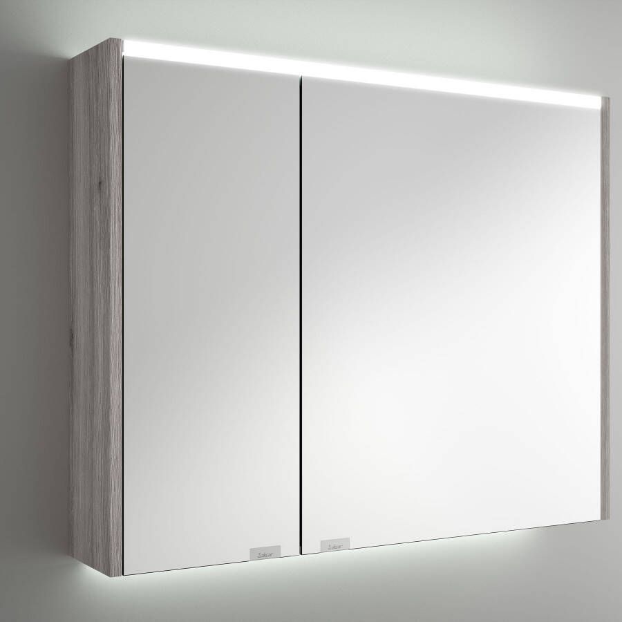 Muebles Ally spiegelkast met verlichting bovenkant 83x66cm grijs eiken