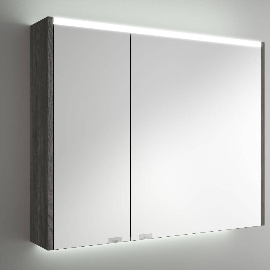 Muebles Ally spiegelkast met verlichting bovenkant 83x66cm zwart eiken