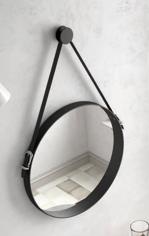 Muebles Davinci 51cm spiegel zwart frame en leren band