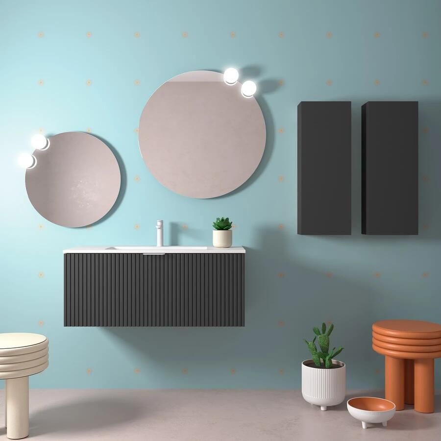 Muebles Raya onderkast ribbelfront 100cm met 1 softclose lade en binnenlade antraciet mat