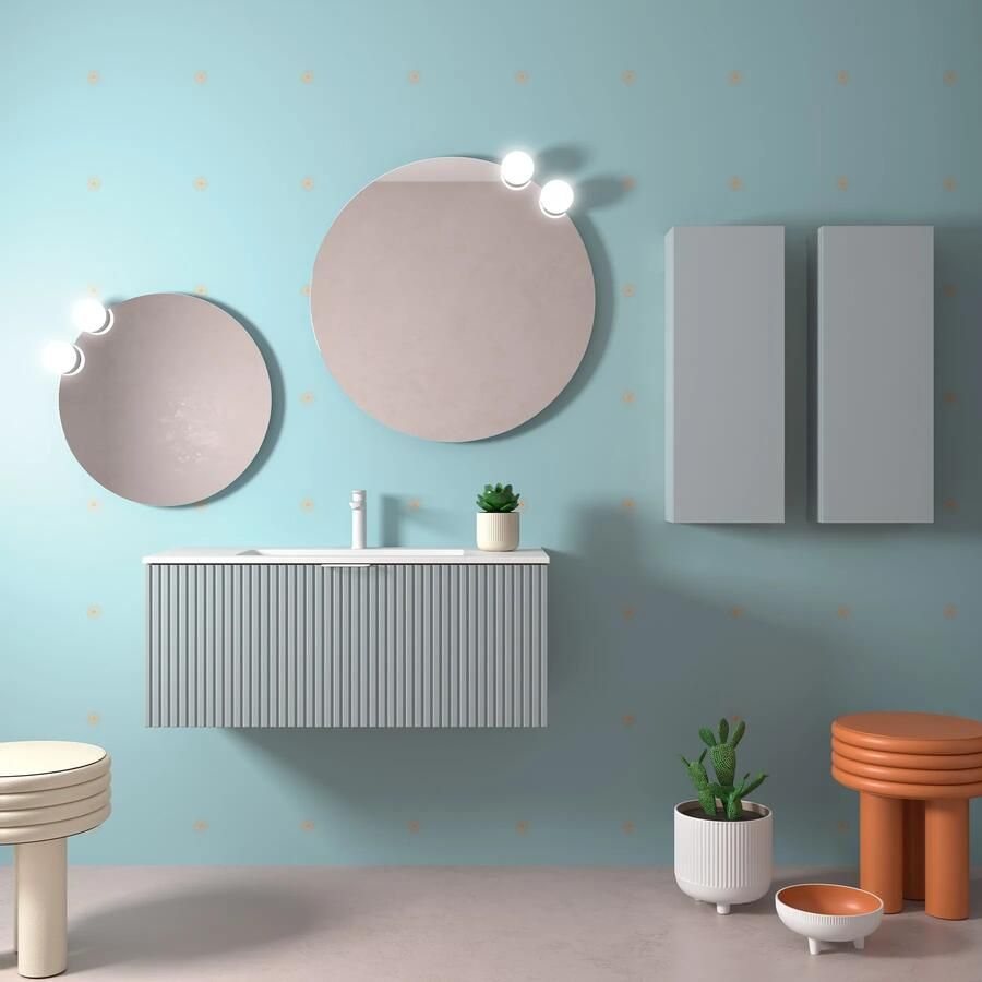 Muebles Raya onderkast ribbelfront 100cm met 1 softclose lade en binnenlade baby blauw