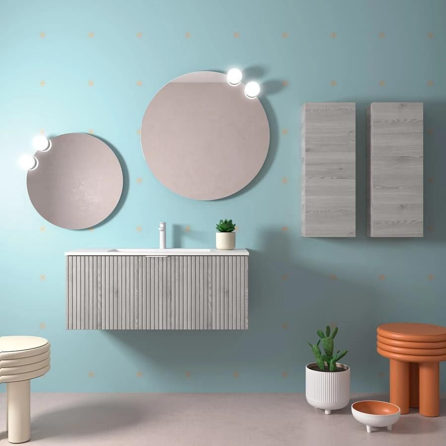 Muebles Raya onderkast ribbelfront 100cm met 1 softclose lade en binnenlade eiken grijs