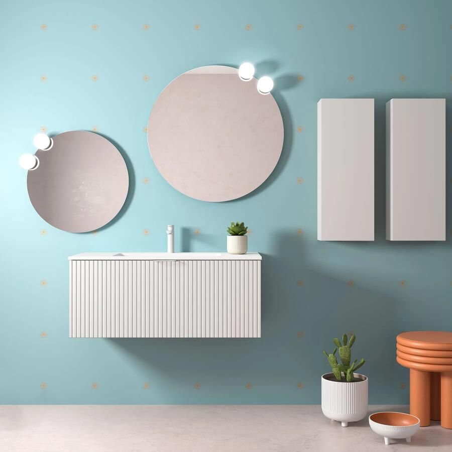 Muebles Raya onderkast ribbelfront 100cm met 1 softclose lade en binnenlade wit mat