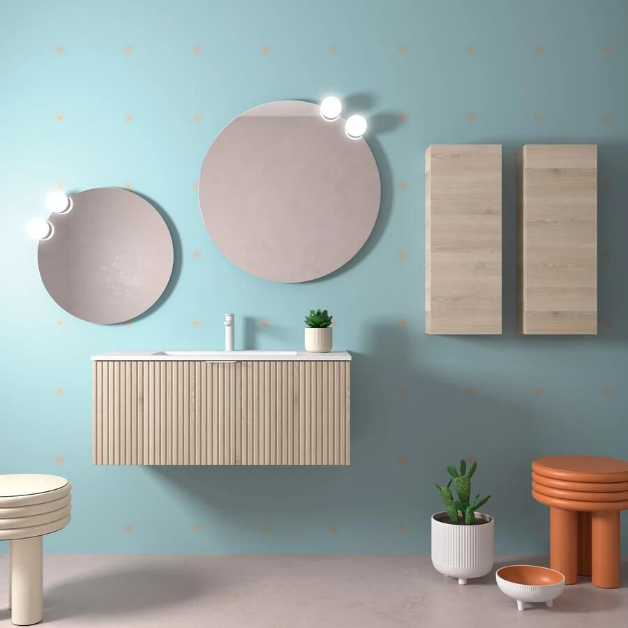 Muebles Raya onderkast ribbelfront 100cm met 1 softclose lade en binnenlade naturel eiken