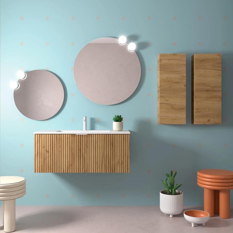 Muebles Raya onderkast ribbelfront 100cm met 1 softclose lade warm eiken