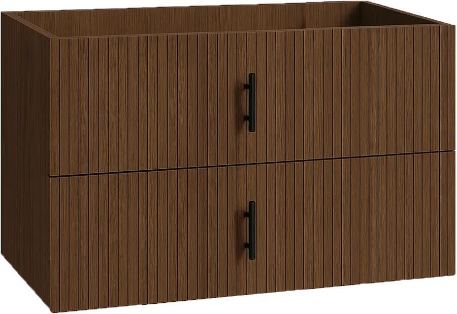 Muebles Raya onderkast ribbelfront 100cm met 2 softclose lades walnoot
