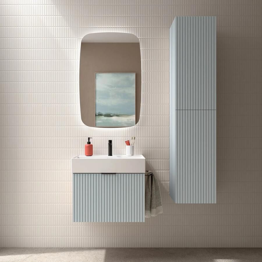 Muebles Raya onderkast ribbelfront 70cm met 1 softclose lade en binnenlade baby blauw