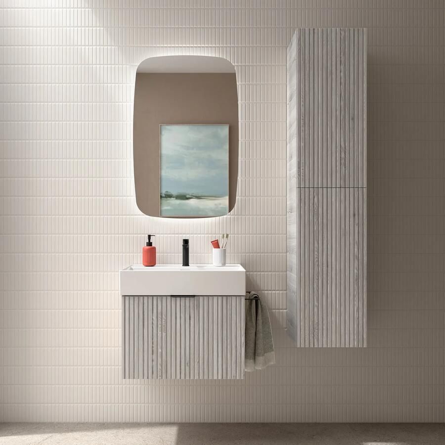 Muebles Raya onderkast ribbelfront 60cm met 1 softclose lade en binnenlade eiken grijs