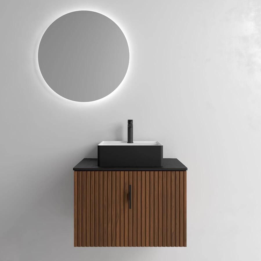 Muebles Raya onderkast ribbelfront 60cm met 1 softclose lade en binnenlade walnoot