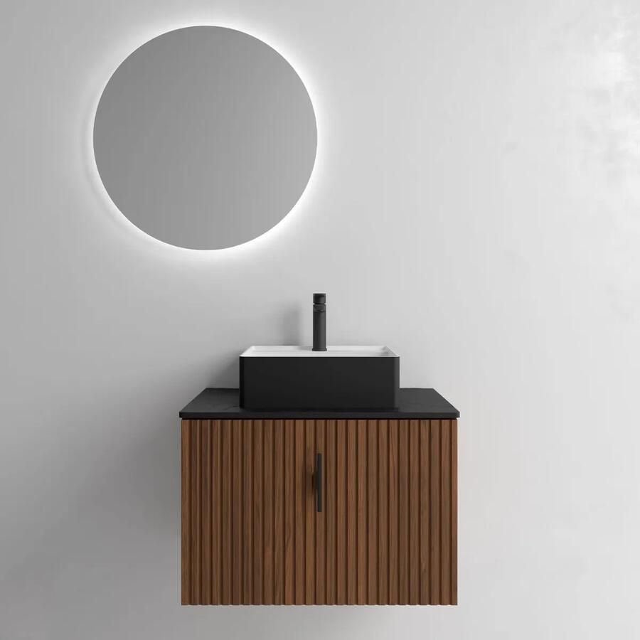 Muebles Raya onderkast ribbelfront 60cm met 1 softclose lade walnoot