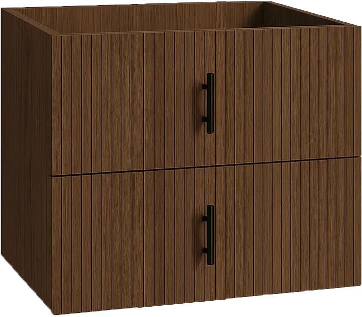 Muebles Raya onderkast ribbelfront 60cm met 2 softclose lades walnoot