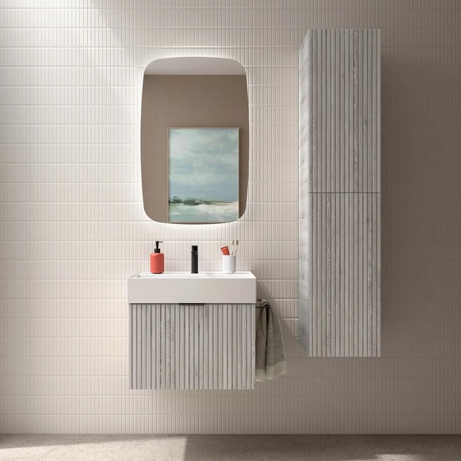 Muebles Raya onderkast ribbelfront 70cm met 1 softclose lade en binnenlade eiken grijs