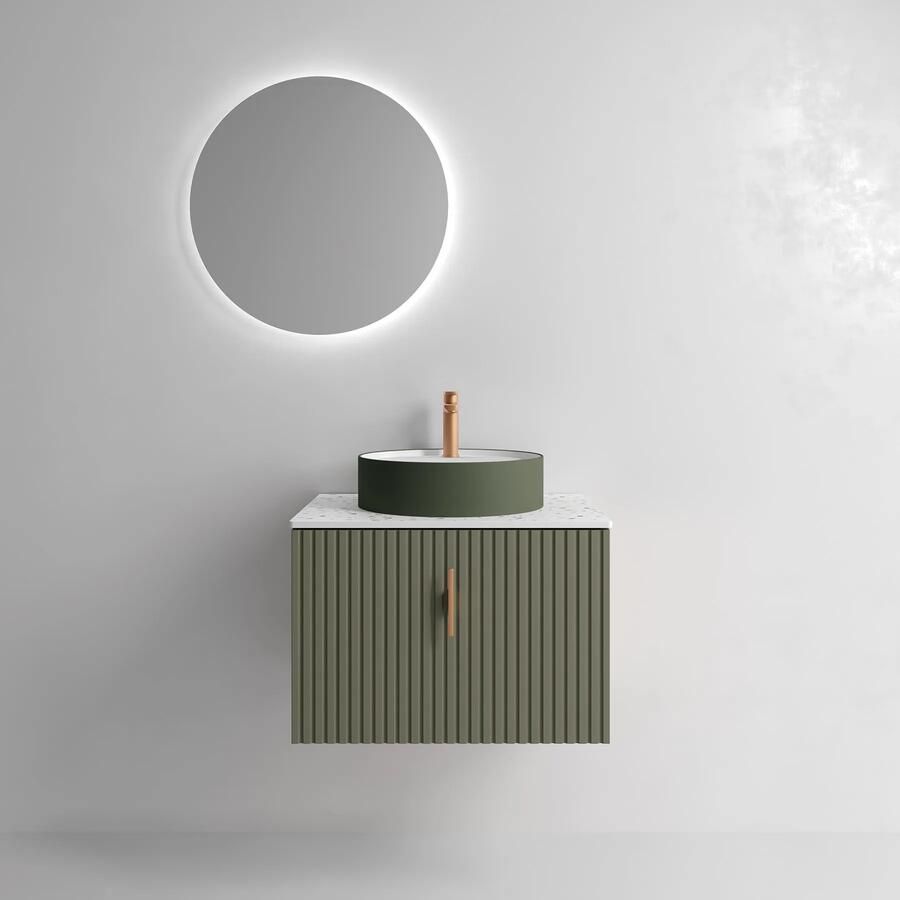 Muebles Raya onderkast ribbelfront 70cm met 1 softclose lade legergroen