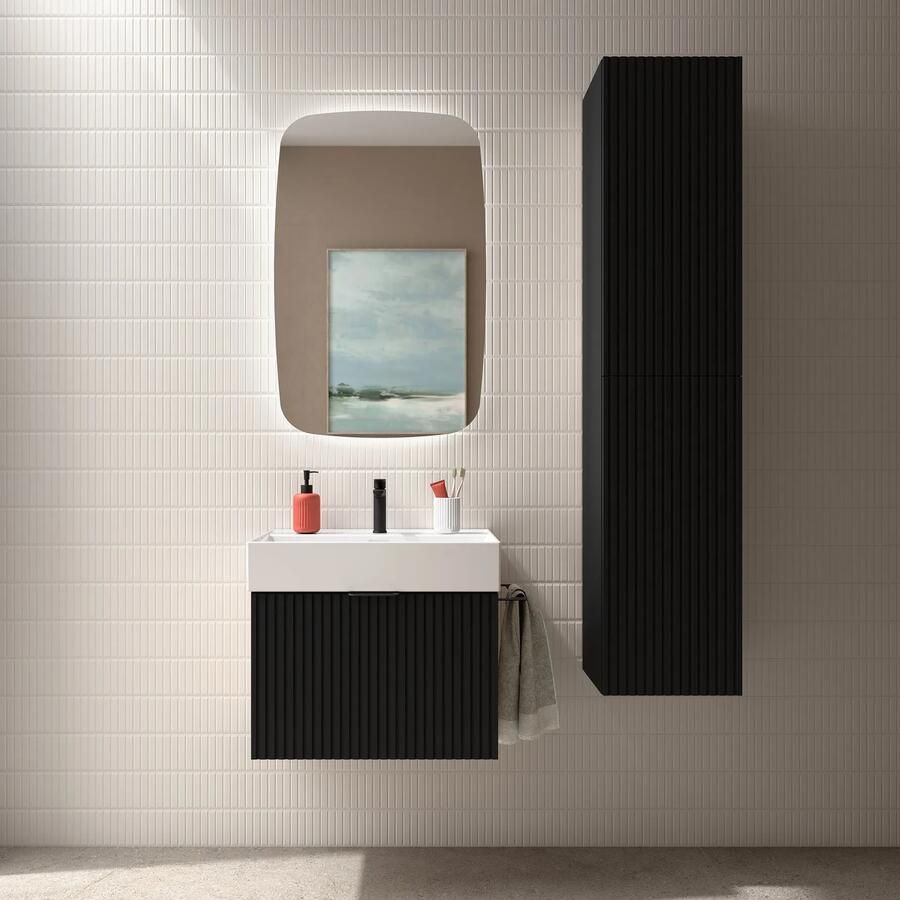 Muebles Raya onderkast ribbelfront 60cm met 1 softclose lade zwart mat