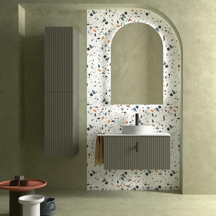 Muebles Raya onderkast ribbelfront 90cm met 1 softclose lade en binnenlade legergroen