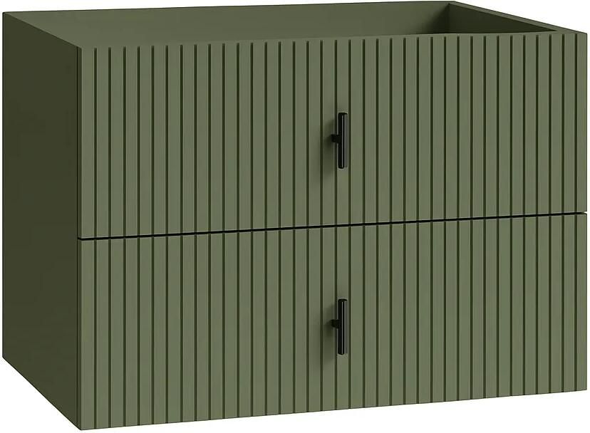 Muebles Raya onderkast ribbelfront 80cm met 2 softclose lades legergroen