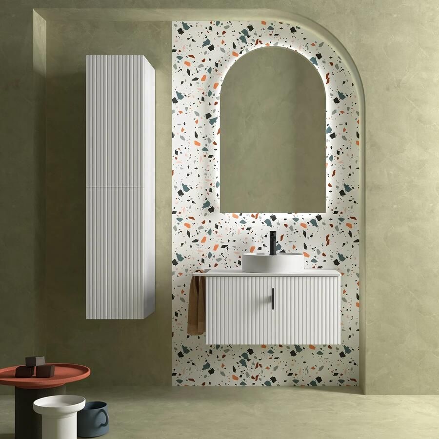 Muebles Raya onderkast ribbelfront 90cm met 1 softclose lade wit mat