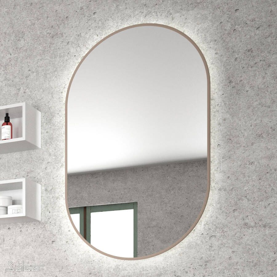 Muebles Ola spiegel met LED-verlichting 92x52cm bruin