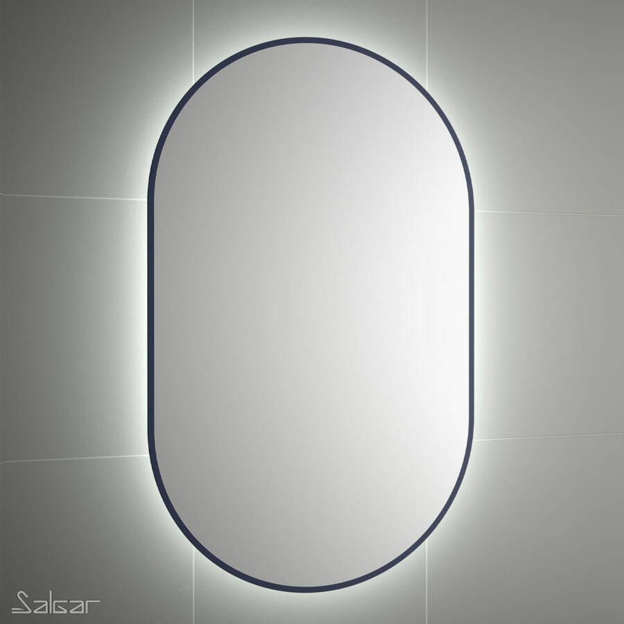 Muebles Ola spiegel met LED-verlichting 92x52cm donkerblauw