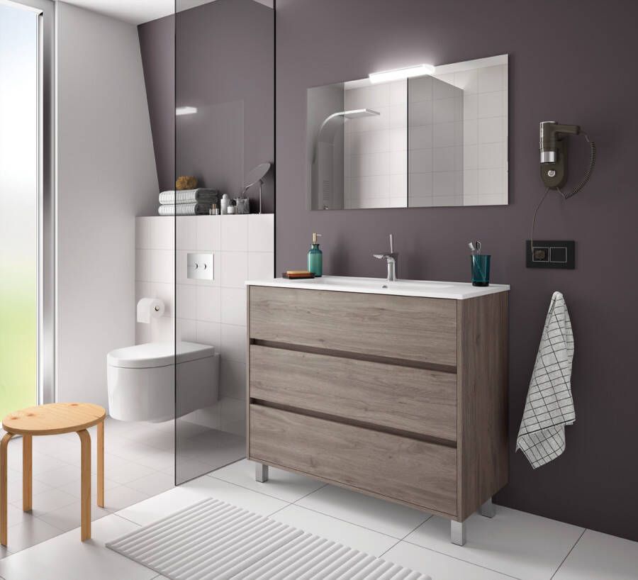 Muebles Rise staand badkamermeubel 100cm donker eiken