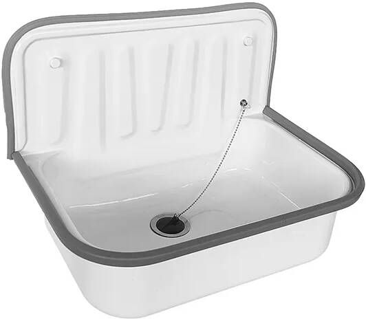 Mueller Bela uitstortgootsteen met afvoerstop wit glans 50x33x37cm