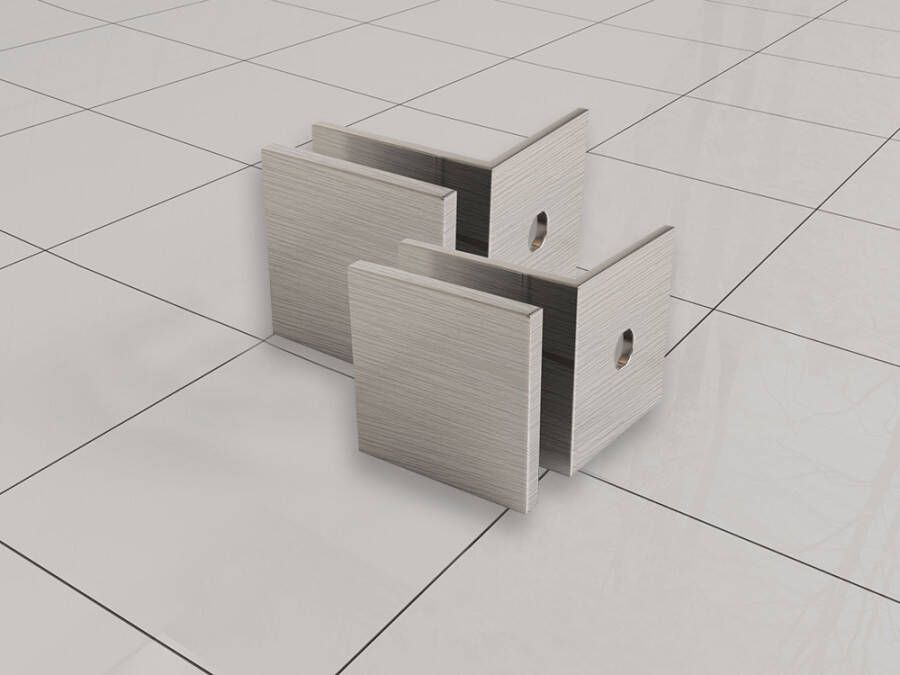 Mueller Clips set glaskoppelingen voor profielloze inloopdouche geborsteld staal