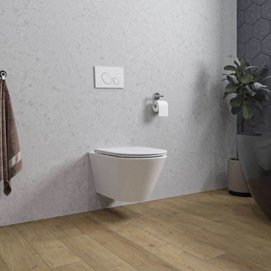 Mueller Filo randloos toilet met dunne toiletzitting 53cm wit mat