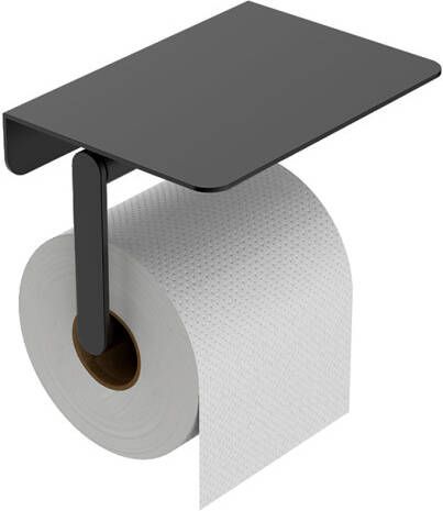 Mueller Hilton toiletrolhouder met planchet mat zwart