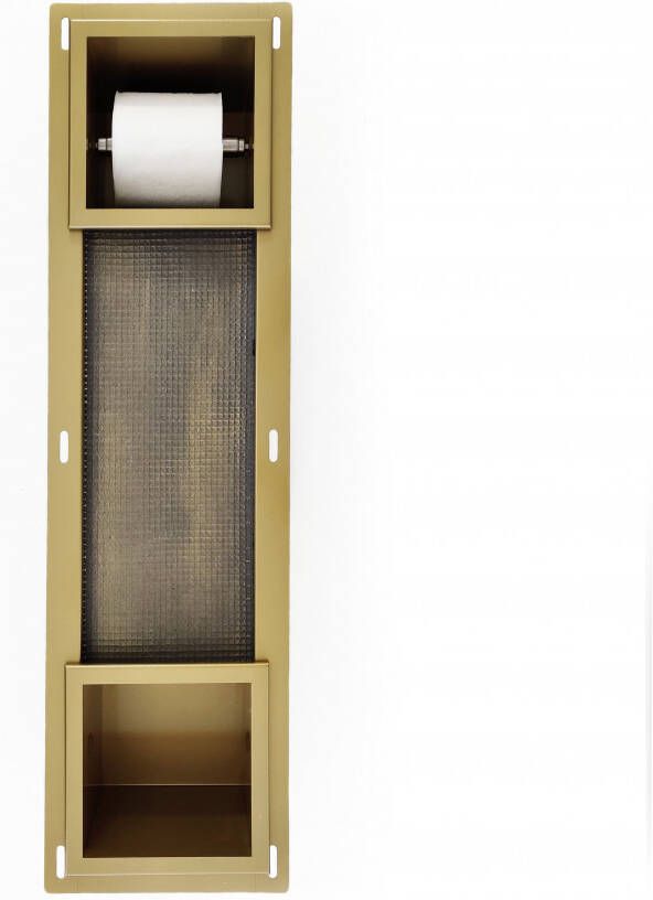 Mueller mat gouden inbouw toiletrolhouder met reserverol houder