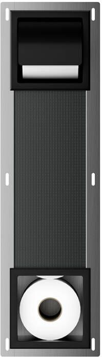 Mueller Mokri inbouw toiletrolhouder met klep en reserverolhouder mat zwart