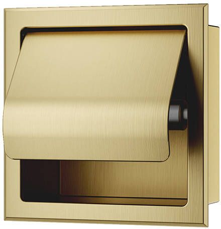 Mueller Mokri inbouw toiletrolhouder met klep geborsteld messing