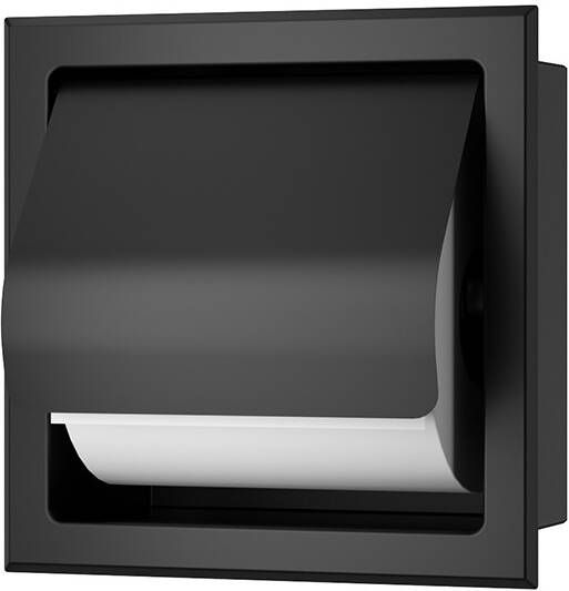 Mueller Mokri inbouw toiletrolhouder met klep mat zwart