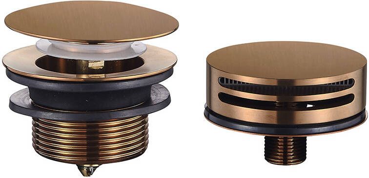 Mueller Moon vaste knop plug badoverloopcombinatie met vulfunctie geborsteld brons