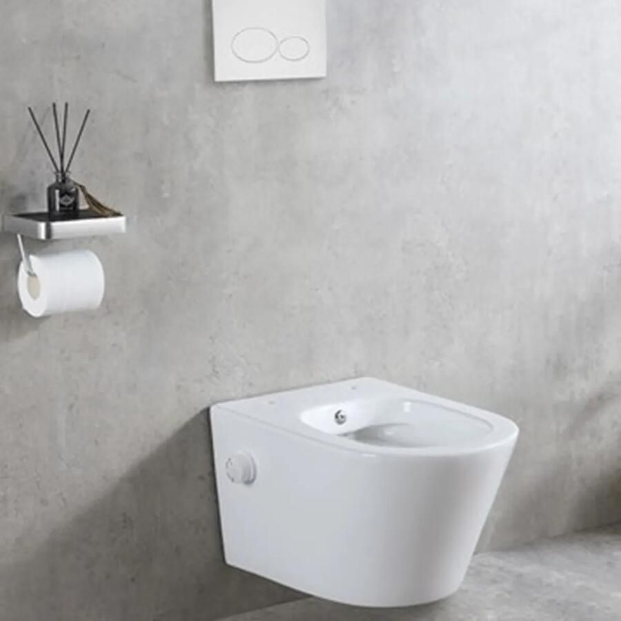 Mueller Afesta randloos toiletpot met bidetsproeier warm koud wit glans