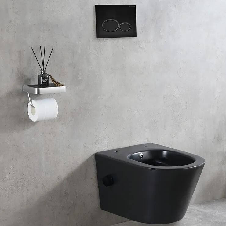 Mueller Afesta randloos toiletpot met bidetsproeier warm koud zwart mat