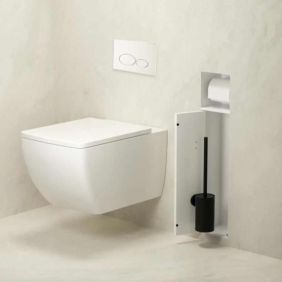 Mueller Bela inbouw toiletrol en borstelhouder betegelbaar wit mat