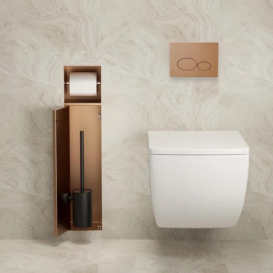 Mueller Bronzo inbouw toiletrol en borstelhouder betegelbaar brons geborsteld