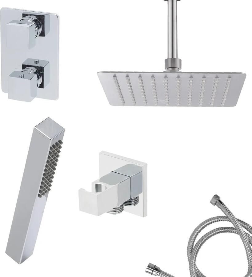 Mueller Cube inbouw regendouche 2-wegs met 30cm hoofddouche chroom