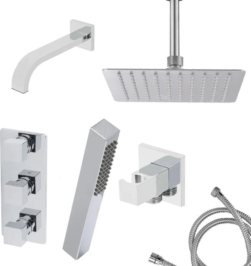 Mueller Cube inbouw regendouche 3-wegs met 30cm hoofddouche chroom