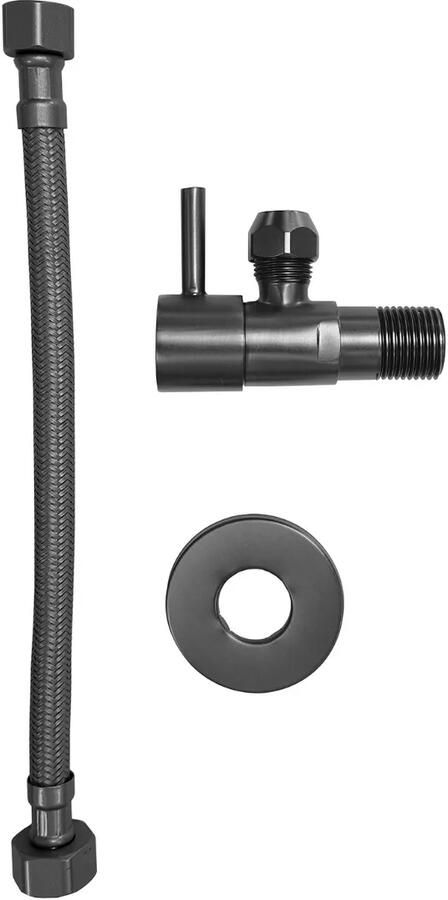 Mueller Ferro hoekstopkraan + aansluitslang gunmetal