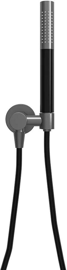 Mueller Ferro staafhanddoucheset met wandaansluitbocht mat zwart met gunmetal