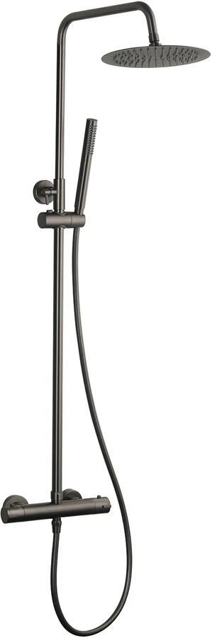 Mueller Ferro thermostatische opbouw regendoucheset 25cm gunmetal