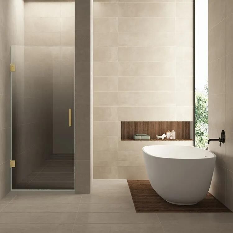 Mueller Gold profielloze nisdeur links 80cm met spiegelrook naar helder glas messing geborsteld