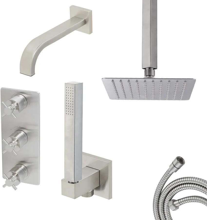 Mueller Mika inbouw regendouche 3-wegs met plafondarm RVS